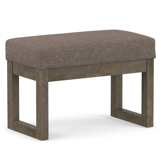 Fawn Brown Linen Style Fabric | Milltown Small Ottoman Bench in Linen
