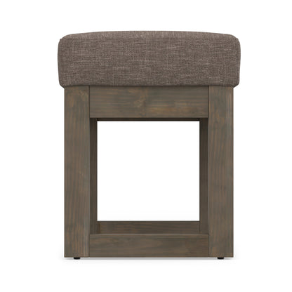 Fawn Brown Linen Style Fabric | Milltown Small Ottoman Bench in Linen