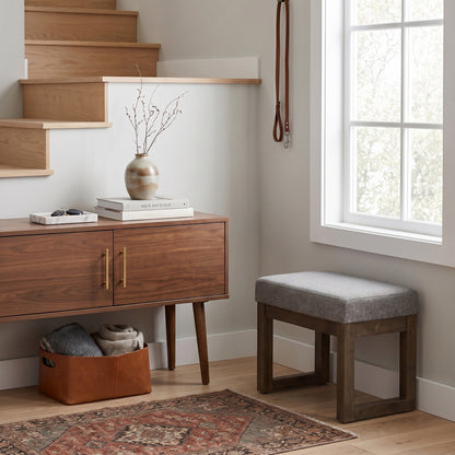 Grey Linen Style Fabric | Milltown Small Ottoman Bench in Linen