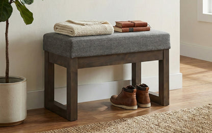 Grey Linen Style Fabric | Milltown Footstool Small Ottoman Bench