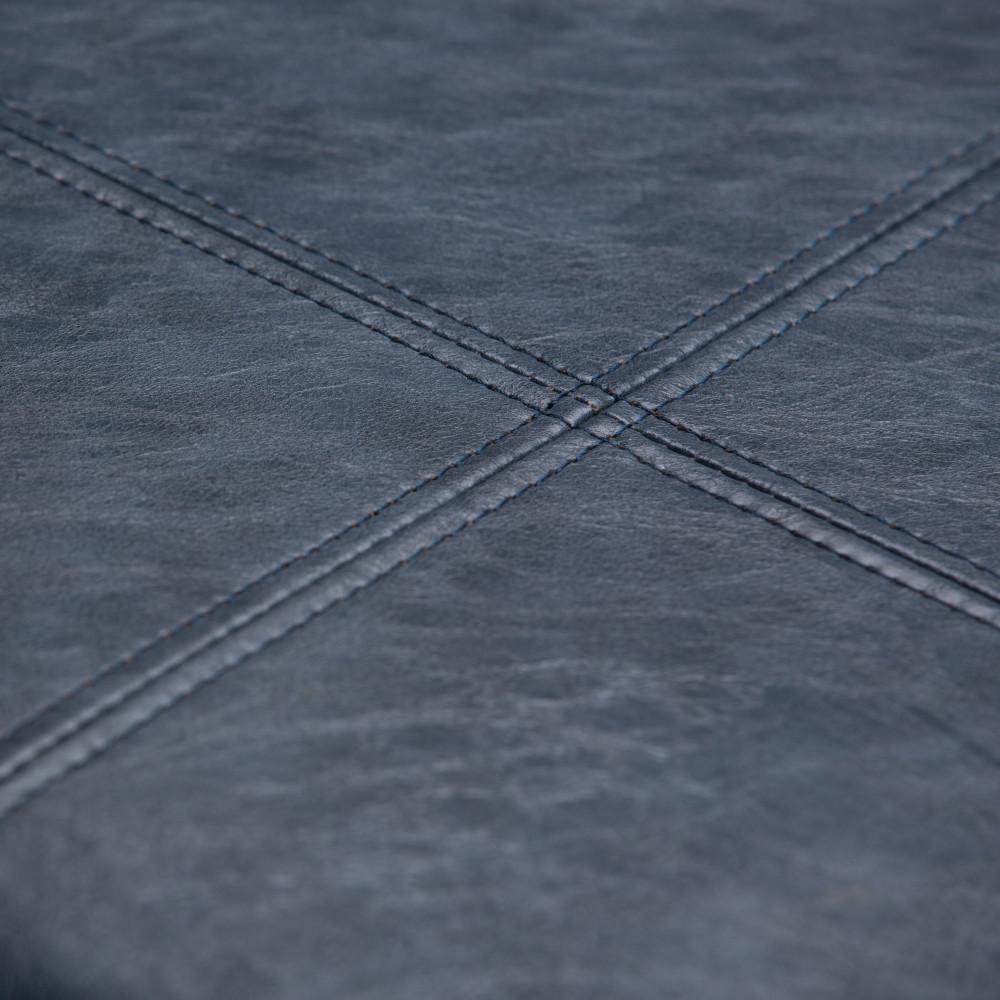 Denim Blue Vegan Leather | Rockwood Vegan Leather Cube Storage Ottoman with Tray