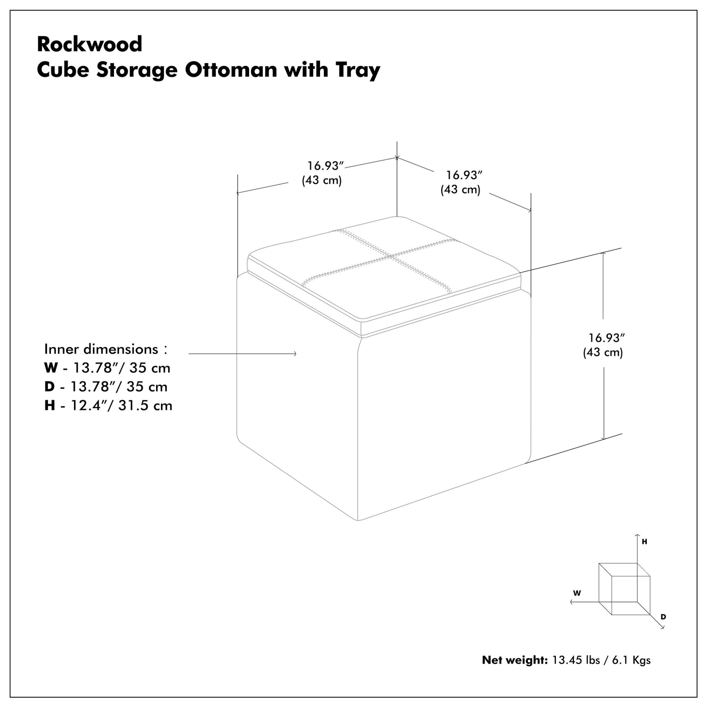 Rockwood Cube Storage Ottoman in Vegan Leather
