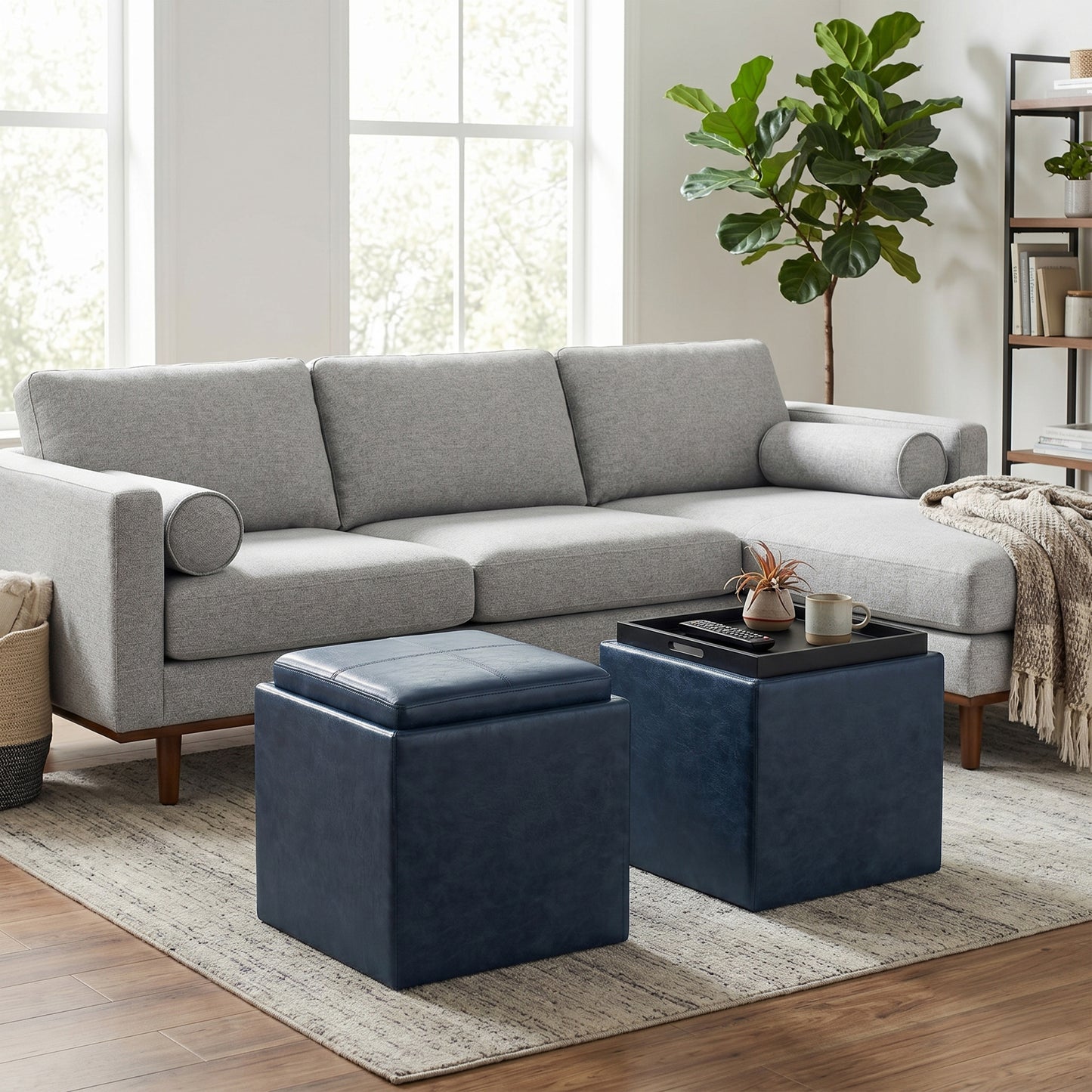 Rockwood Cube Storage Ottoman in Vegan Leather