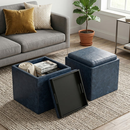 Rockwood Cube Storage Ottoman in Vegan Leather
