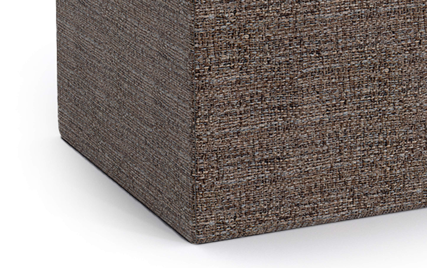 Mink Brown Tweed Style Fabric | Rockwood Vegan Leather Cube Storage Ottoman with Tray