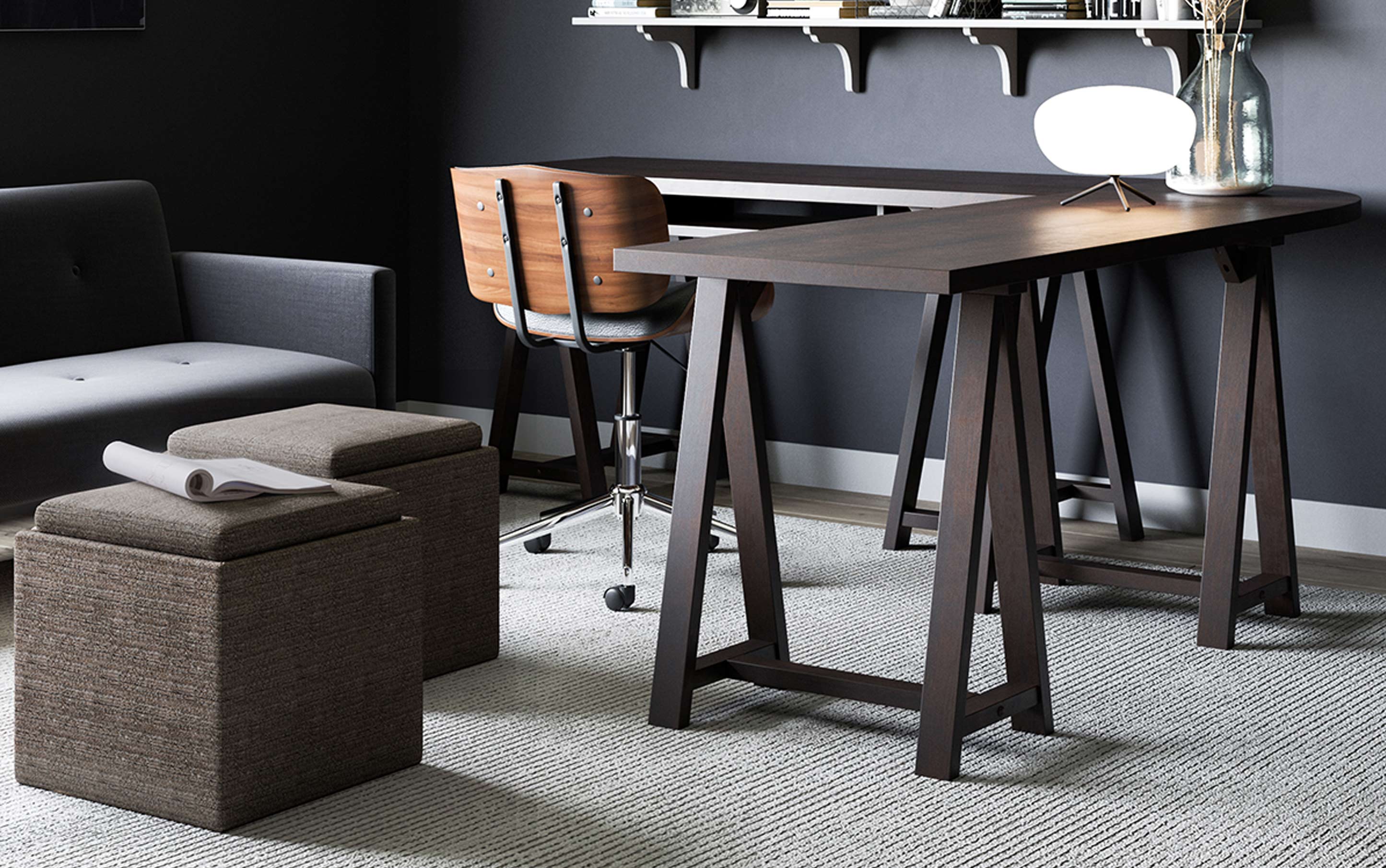 Cube Storage Ottoman | Rockwood Ottoman With Tray – Simpli Home