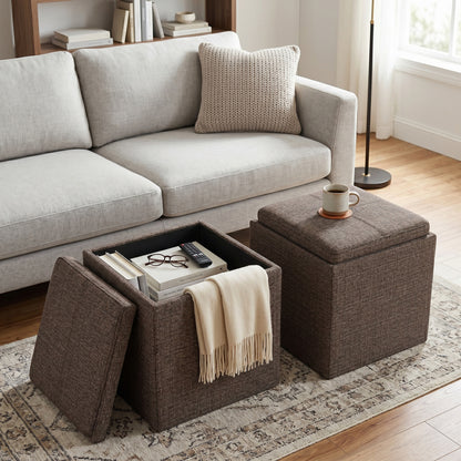 Rockwood Cube Storage Ottoman in Tweed