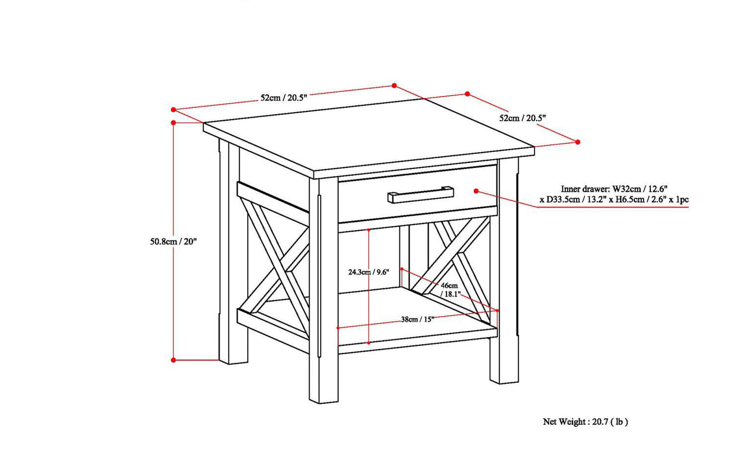 Farmhouse Grey | Kitchener 20.5 inch End Side Table