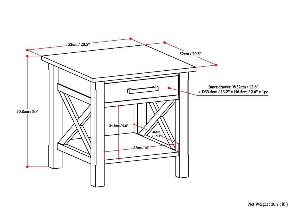 Hickory Brown | Kitchener 20.5 inch End Side Table