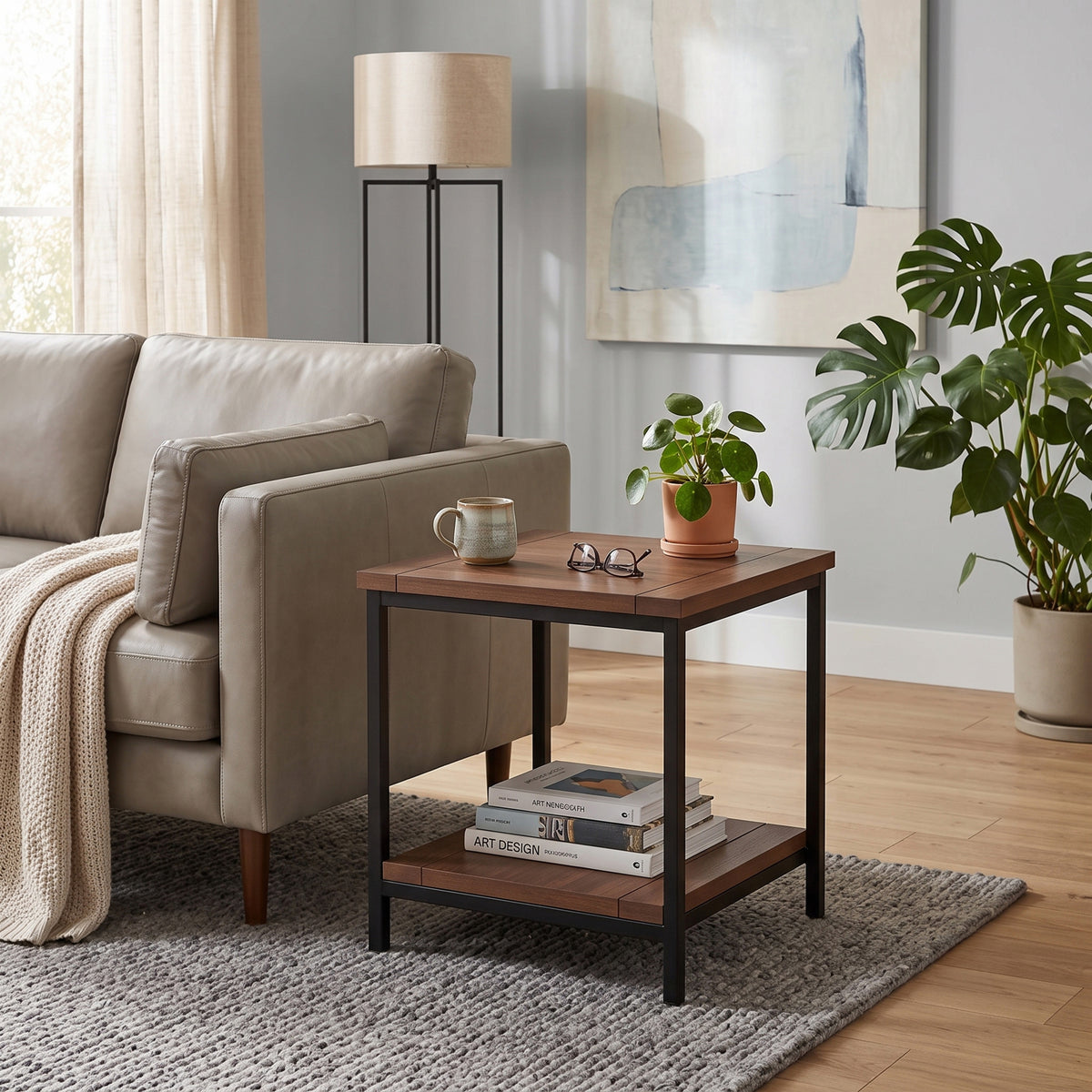 Dark Cognac Brown | Skyler End Table in Mango