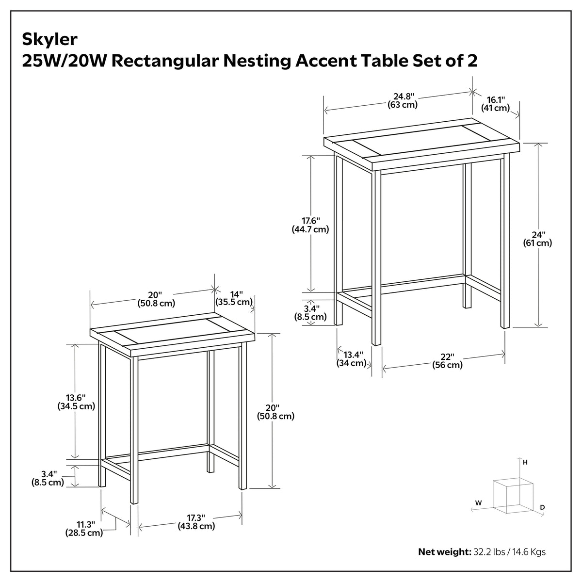 Dark Cognac Brown | Skyler 2 Pc Nesting Side Table in Mango