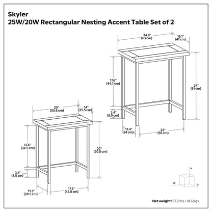 Dark Cognac Brown | Skyler 2 Pc Nesting Side Table in Mango