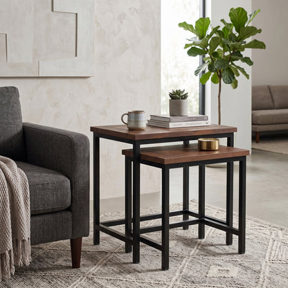 Dark Cognac Brown | Skyler 2 Pc Nesting Side Table in Mango