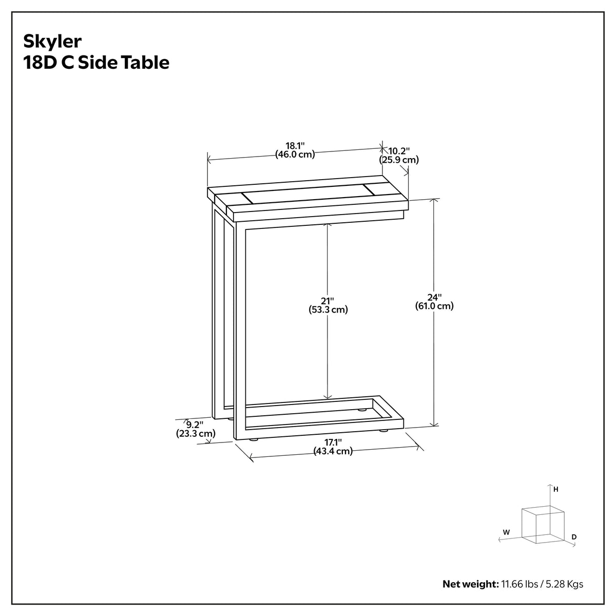 Dark Cognac Brown Black | Skyler C Side Table