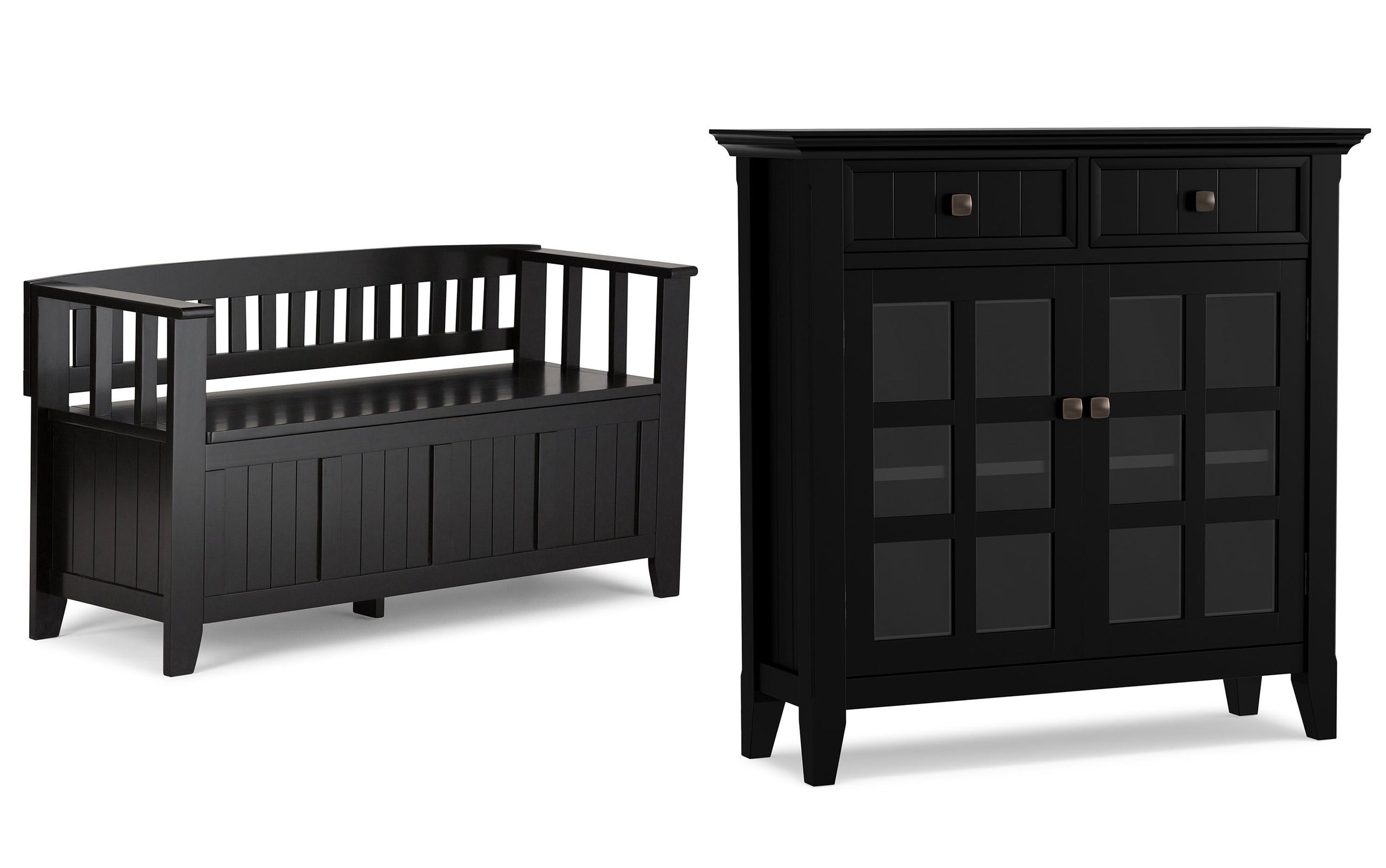 Black | Acadian 48-inch Storage Bench and 36-inch Cabinet