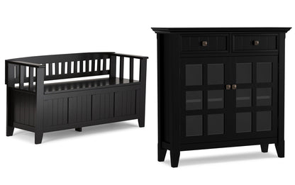 Black | Acadian 48-inch Storage Bench and 36-inch Cabinet