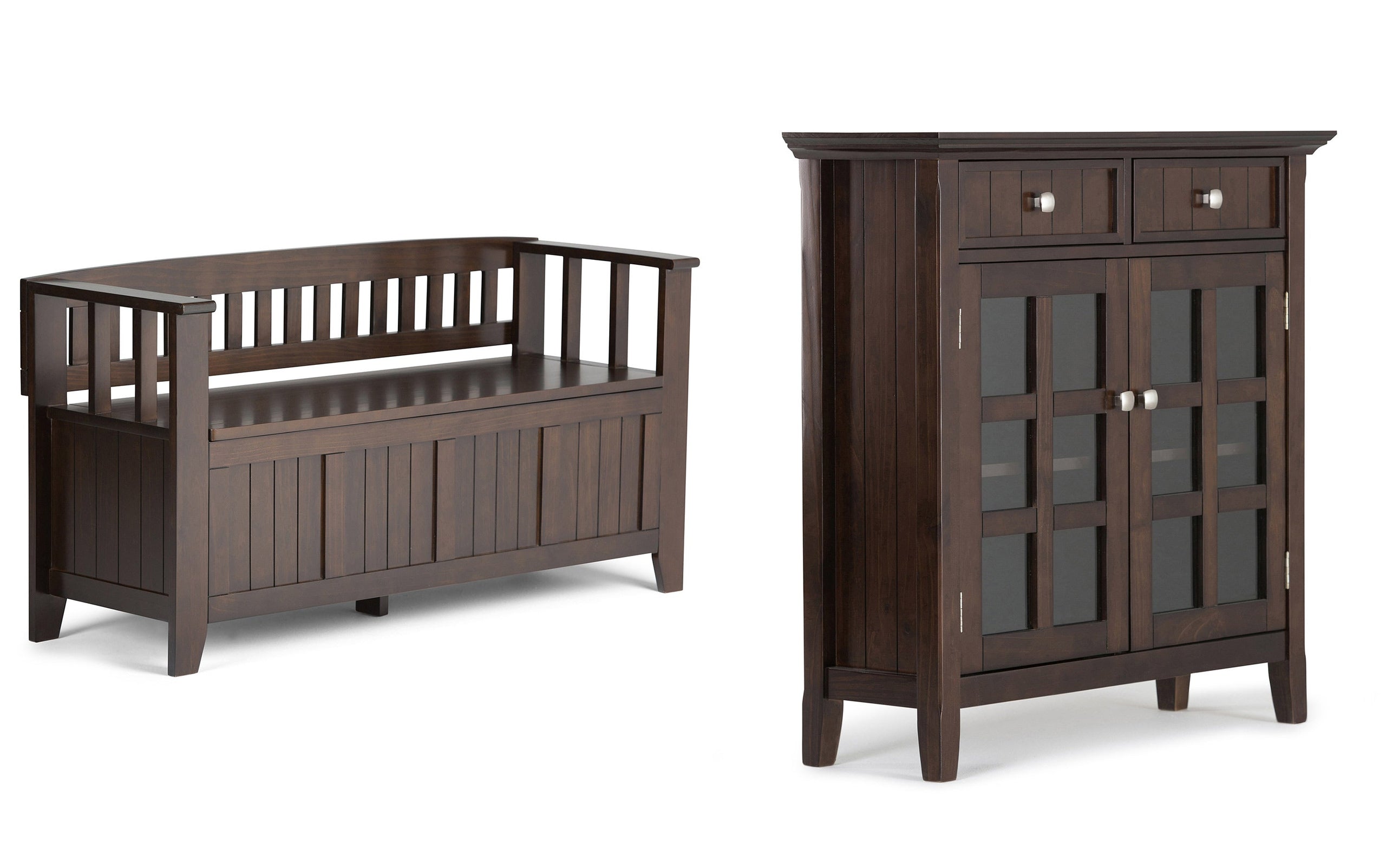 Brunette Brown | Acadian 48-inch Storage Bench and 36-inch Cabinet