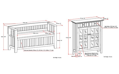 Distressed Grey | Acadian 48-inch Storage Bench and 36-inch Cabinet