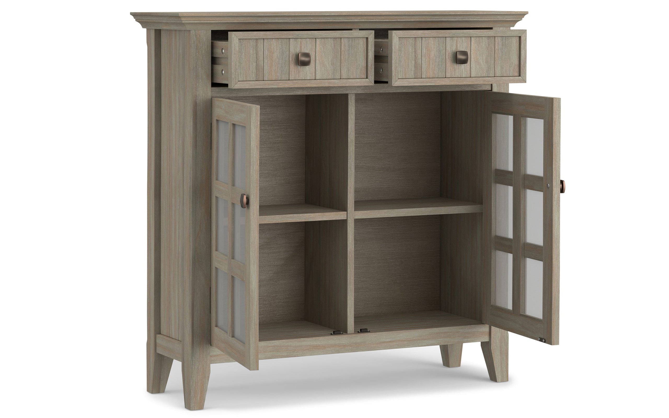 Distressed Grey | Acadian 48-inch Storage Bench and 36-inch Cabinet