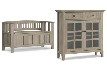 Distressed Grey | Acadian 48-inch Storage Bench and 36-inch Cabinet