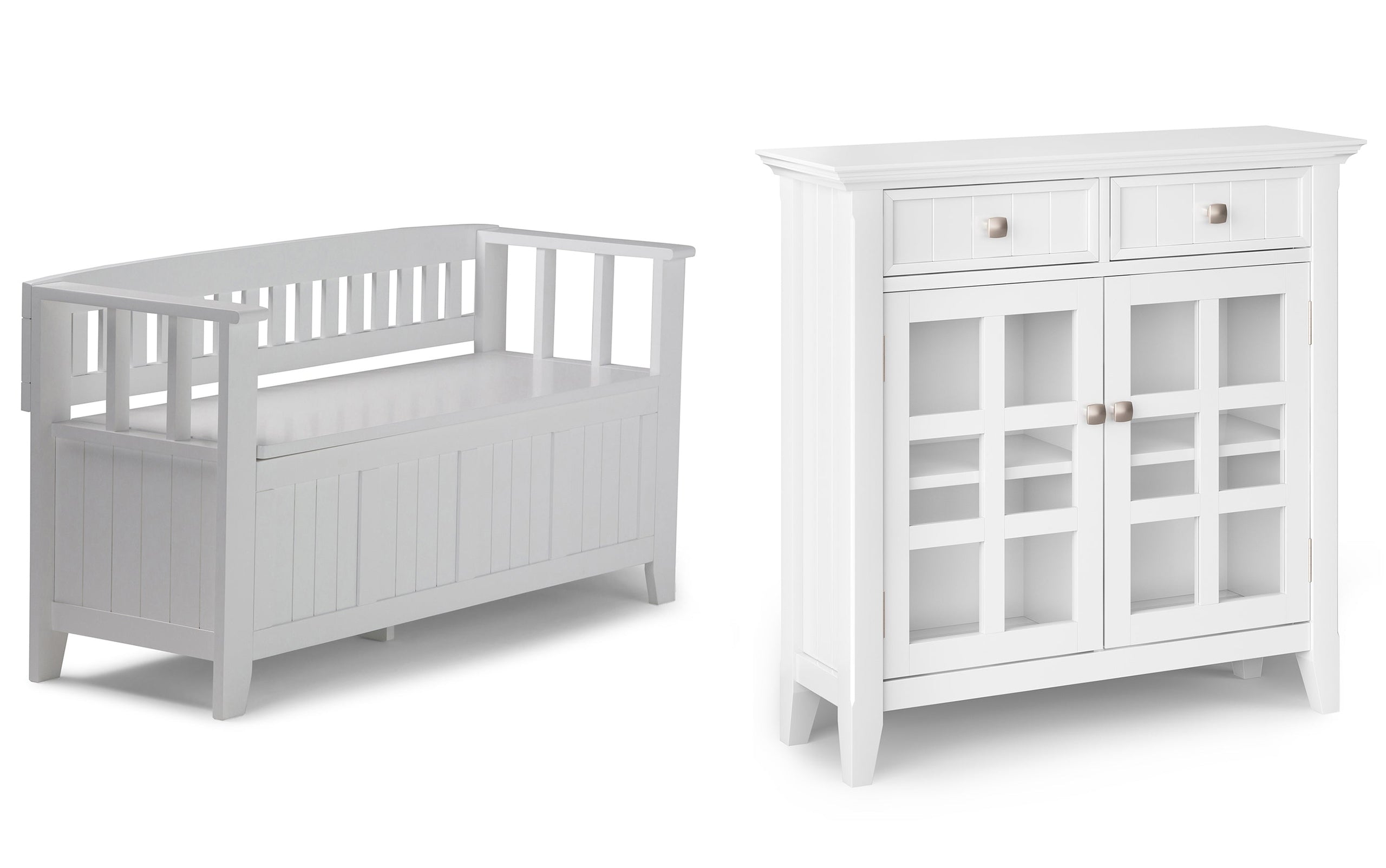 White | Acadian 48-inch Storage Bench and 36-inch Cabinet
