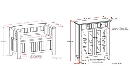 White | Acadian 36-inch Storage Bench and 36-inch Cabinet
