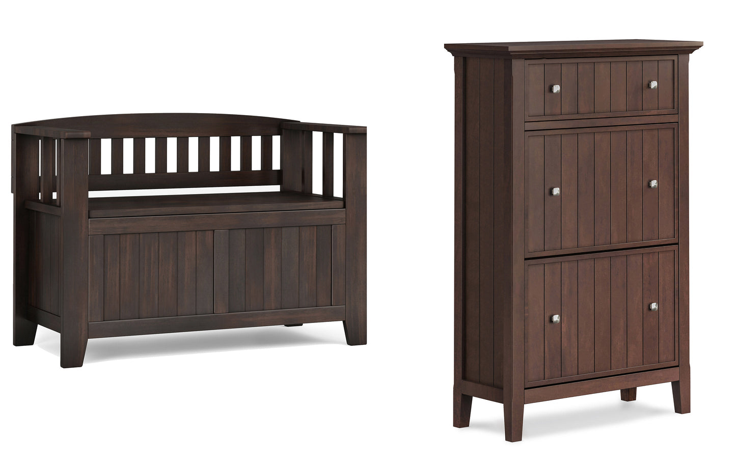 Brunette Brown | Acadian 36-inch Storage Bench and 32-inch Shoe Cabinet