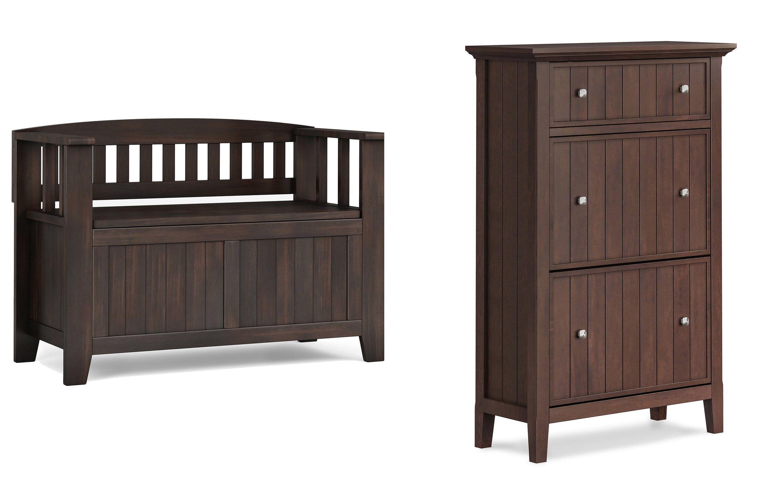 Brunette Brown | Acadian 36-inch Storage Bench and 32-inch Shoe Cabinet