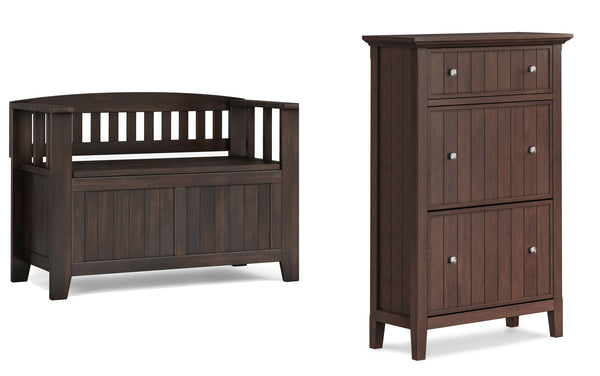 Acadian Solid Wood Small Storage Bench and Shoe Cabinet in