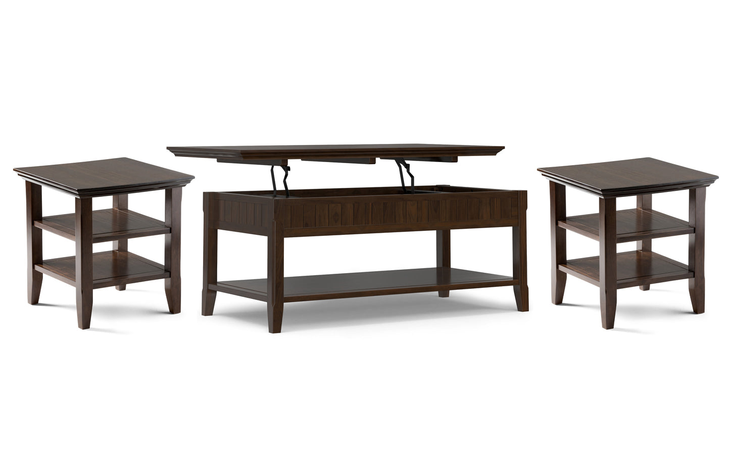 Brunette Brown | Acadian 48 inch Coffee Table with 19 inch End Tables (Set of 3)