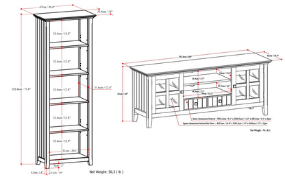 Black | Acadian 60 inch TV Stand with 26 inch 5 Shelf Bookcases (Set of 3)