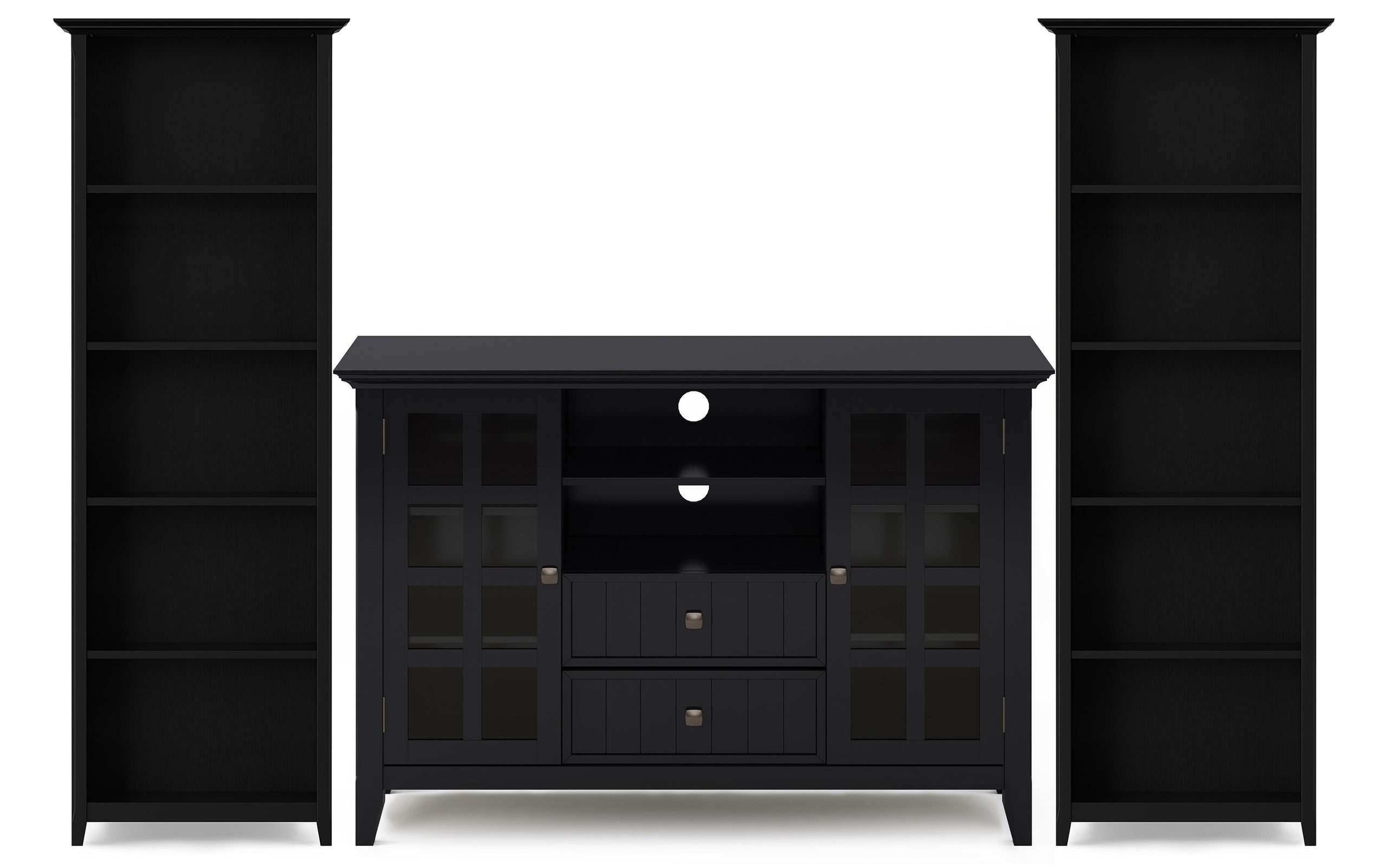 Acadian 53 inch Tall TV Stand with 26 inch 5 Shelf Bookcases (Set of 3)