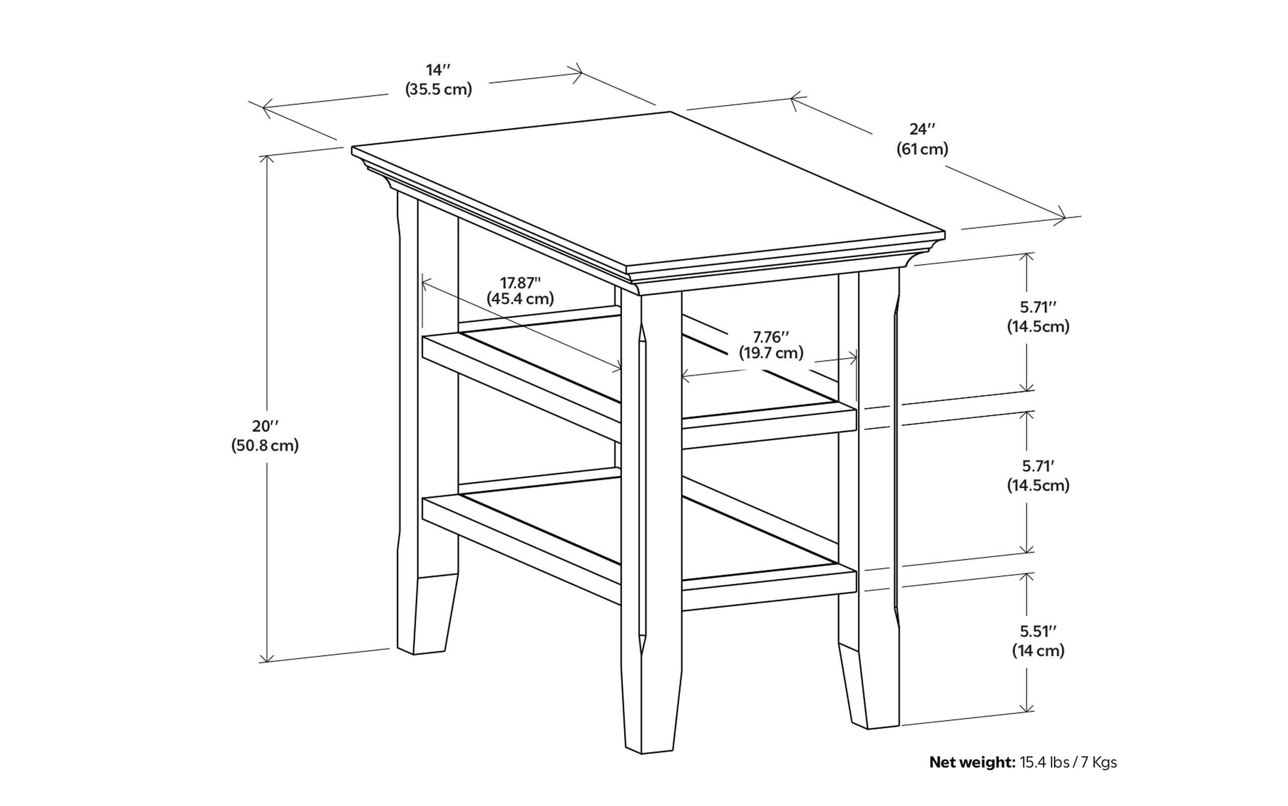 Black | Acadian 14 inch Narrow Side Table (Set of 2)