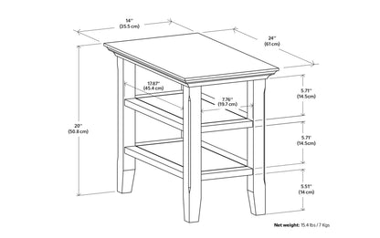 Brunette Brown | Acadian 14 inch Narrow Side Table (Set of 2)