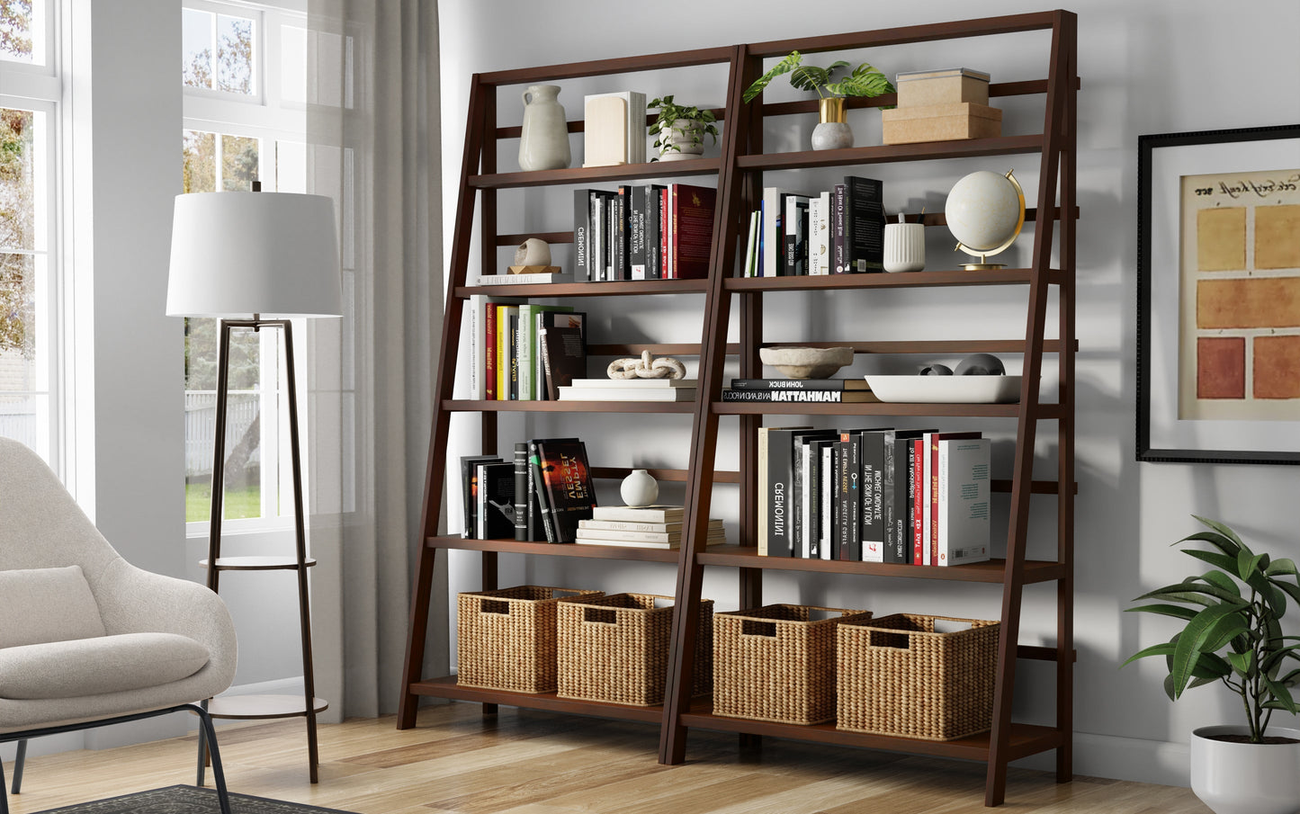Acadian 36 inch 5 Shelf Ladder Bookcase (Set of 2)