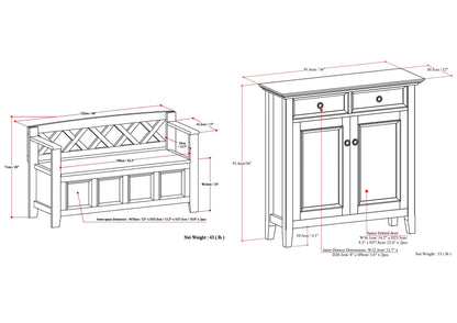 Hickory Brown | Amherst 48-inch Storage Bench and 36-inch Cabinet