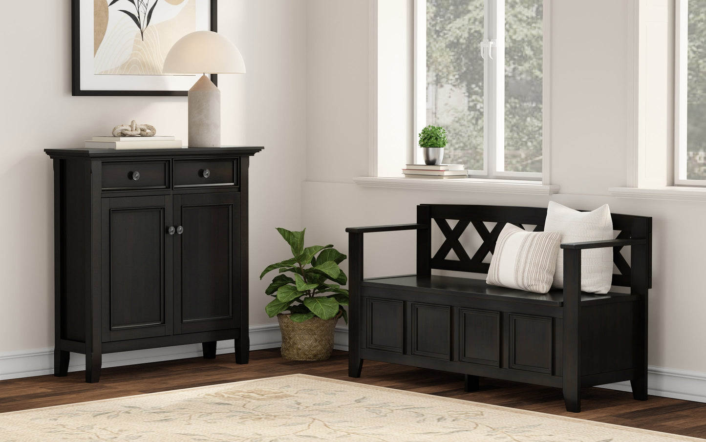 Hickory Brown | Amherst 48-inch Storage Bench and 36-inch Cabinet