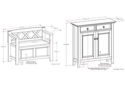 Amherst 36-inch Storage Bench and 36-inch Cabinet