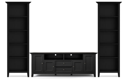Black | Amherst 72 inch TV Stand with 24 inch 5 Shelf Bookcases (Set of 3)