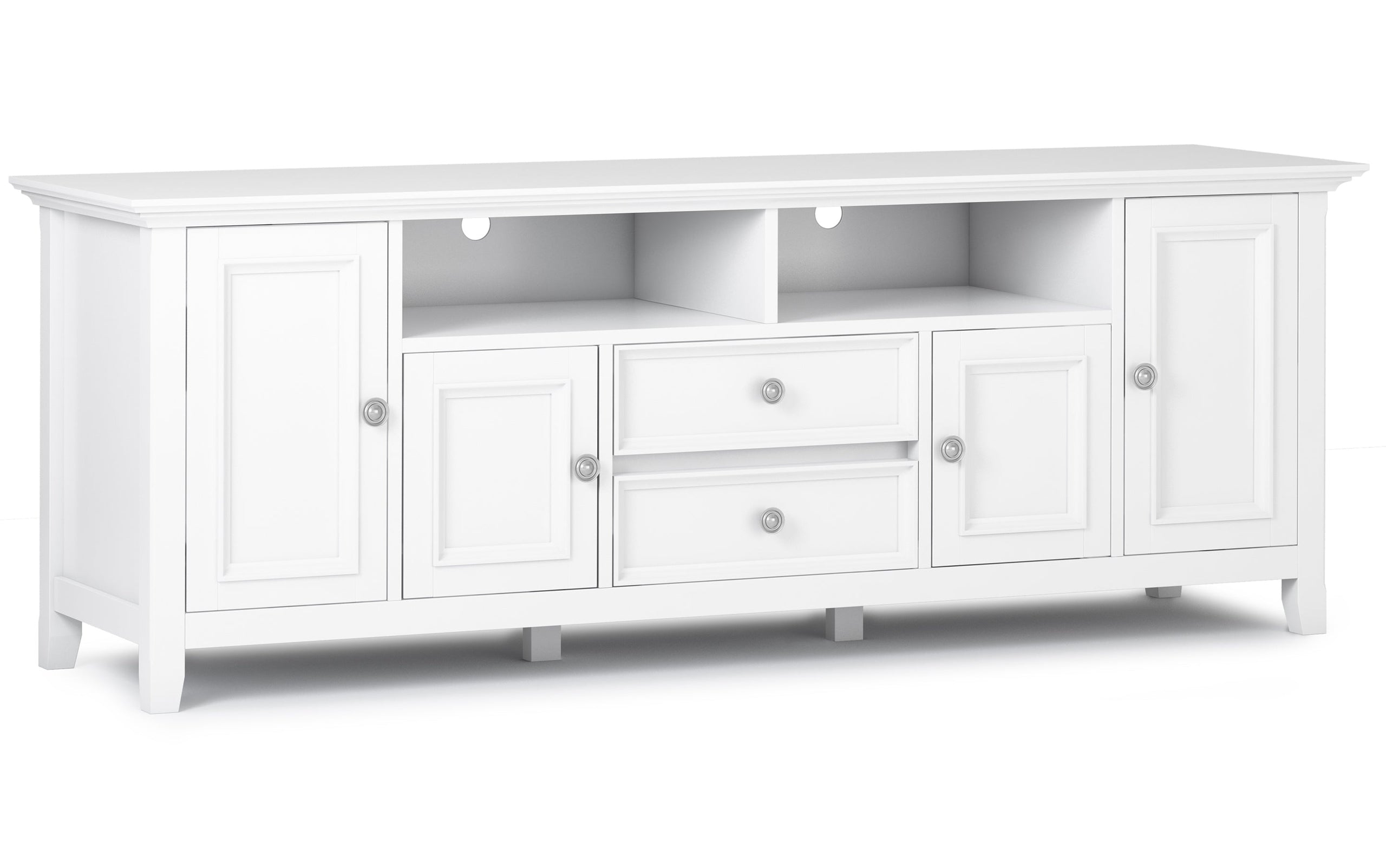 White | Amherst 72 inch TV Stand with 24 inch 5 Shelf Bookcases (Set of 3)