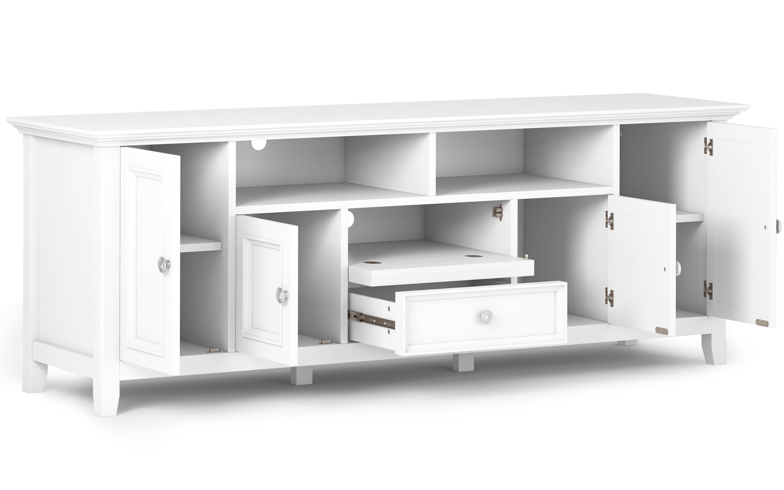 White | Amherst 72 inch TV Stand with 24 inch 5 Shelf Bookcases (Set of 3)