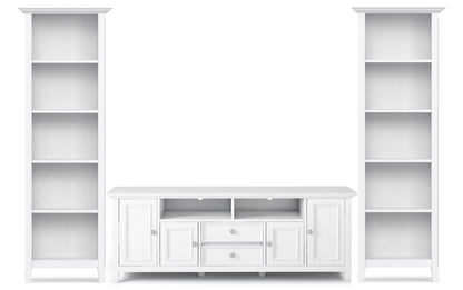 White | Amherst 72 inch TV Stand with 24 inch 5 Shelf Bookcases (Set of 3)