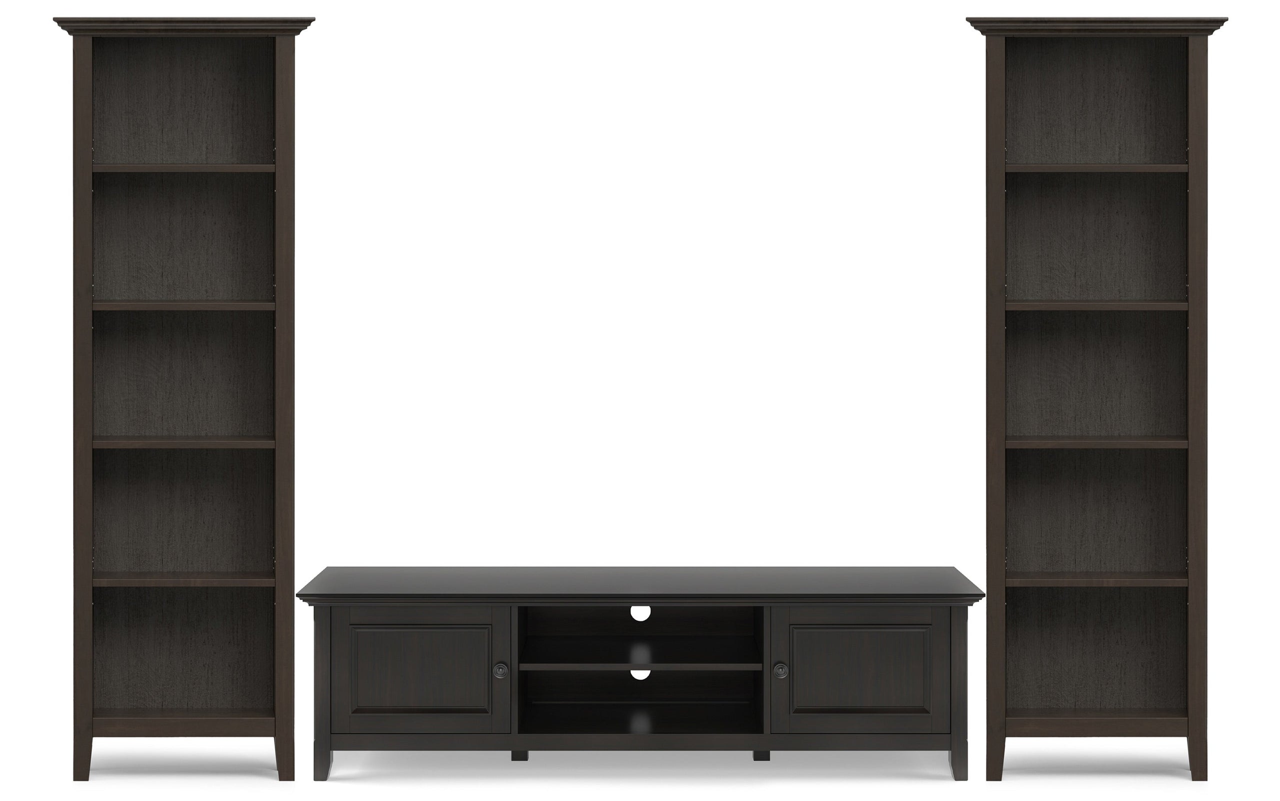 Amherst 72 inch Low TV Stand with 24 inch 5 Shelf Bookcases (Set of 3)