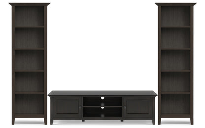 Amherst 72 inch Low TV Stand with 24 inch 5 Shelf Bookcases (Set of 3)