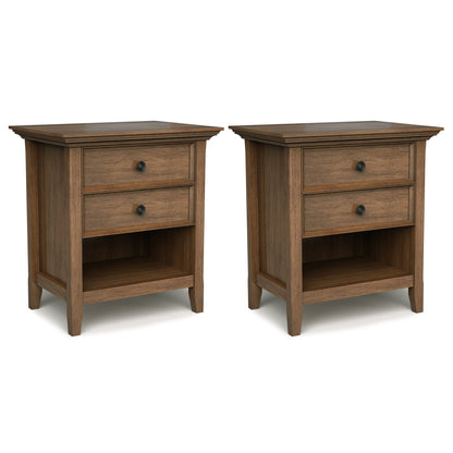 Rustic Natural Aged Brown | Amherst 24 inch Bedside Table (Set of 2)