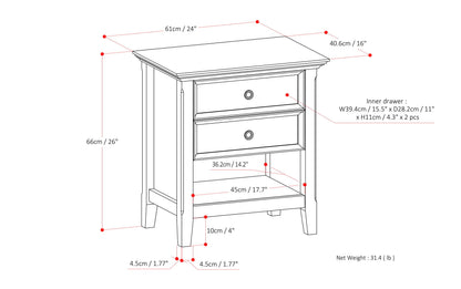 Russet Brown | Amherst 24 inch Bedside Table (Set of 2)