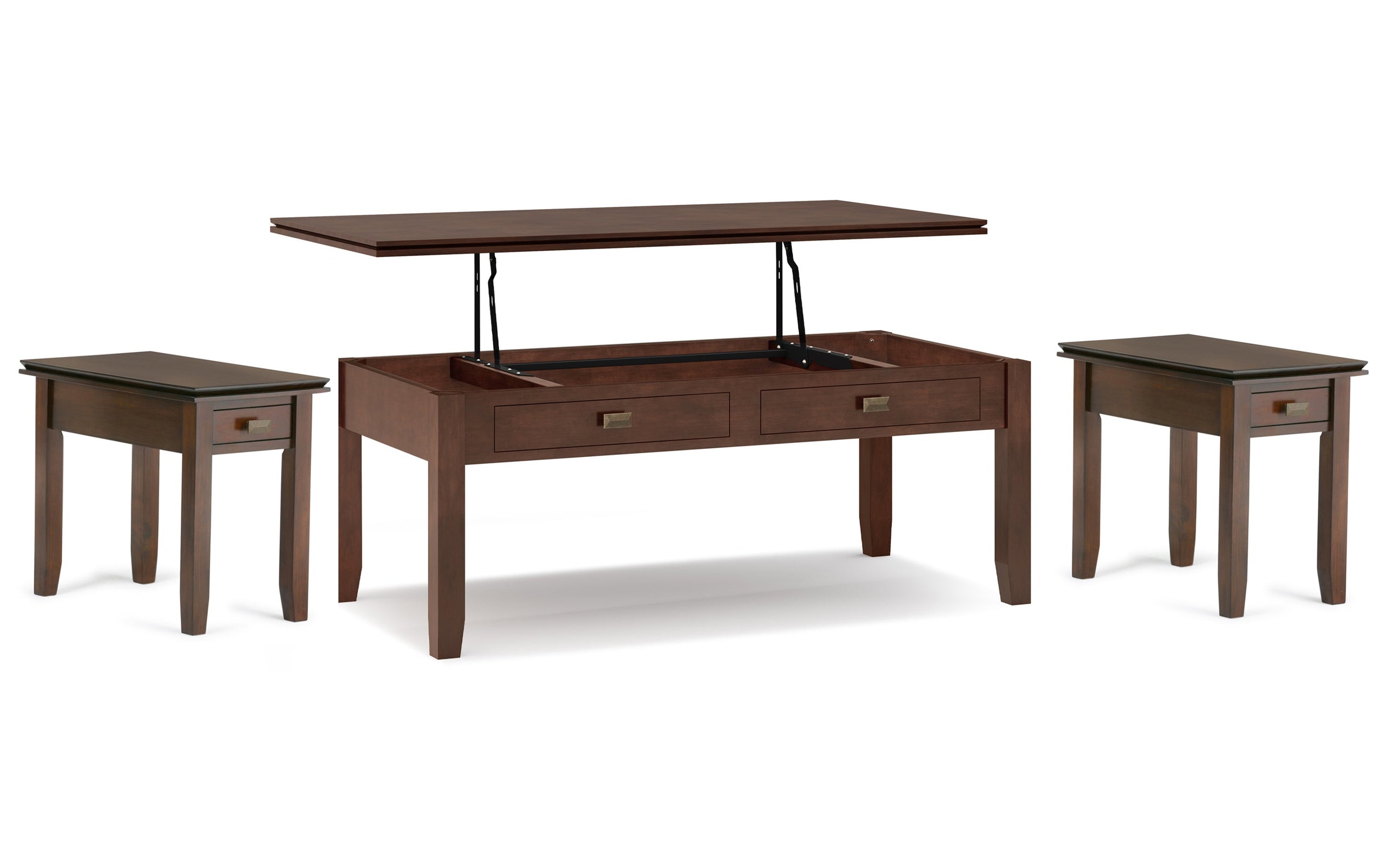 Russet Brown | Artisan 46 inch Coffee Table with 14 inch End Tables (Set of 3)