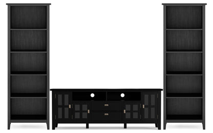 Black | Artisan 72 inch TV Stand with 26 inch 5 Shelf Bookcases (Set of 3)