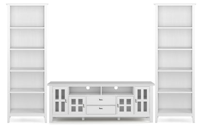 White | Artisan 72 inch TV Stand with 26 inch 5 Shelf Bookcases (Set of 3)