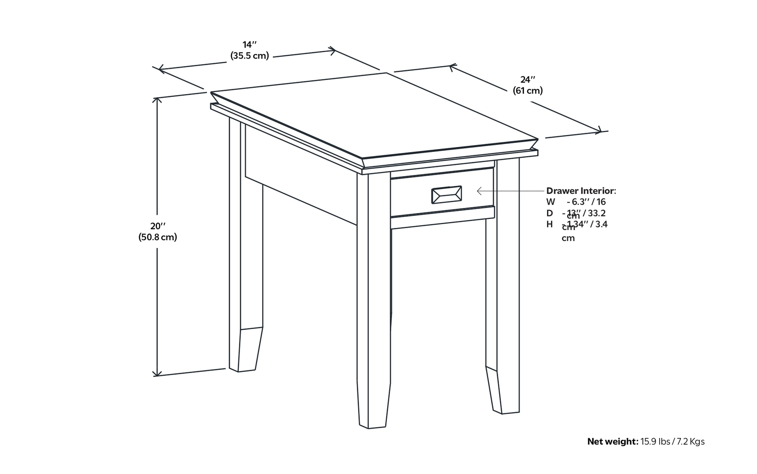Russet Brown | Artisan 14 inch Narrow Side Table (Set of 2)